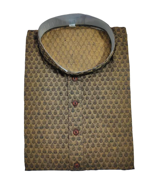 Gold_Brown_Stylish_Mens_Cotton_Kurta_Pyjama_Set
