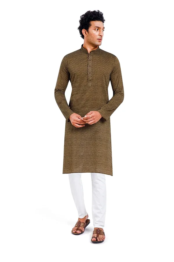 Gold_Brown_Stylish_Mens_Cotton_Kurta_Pyjama_Set