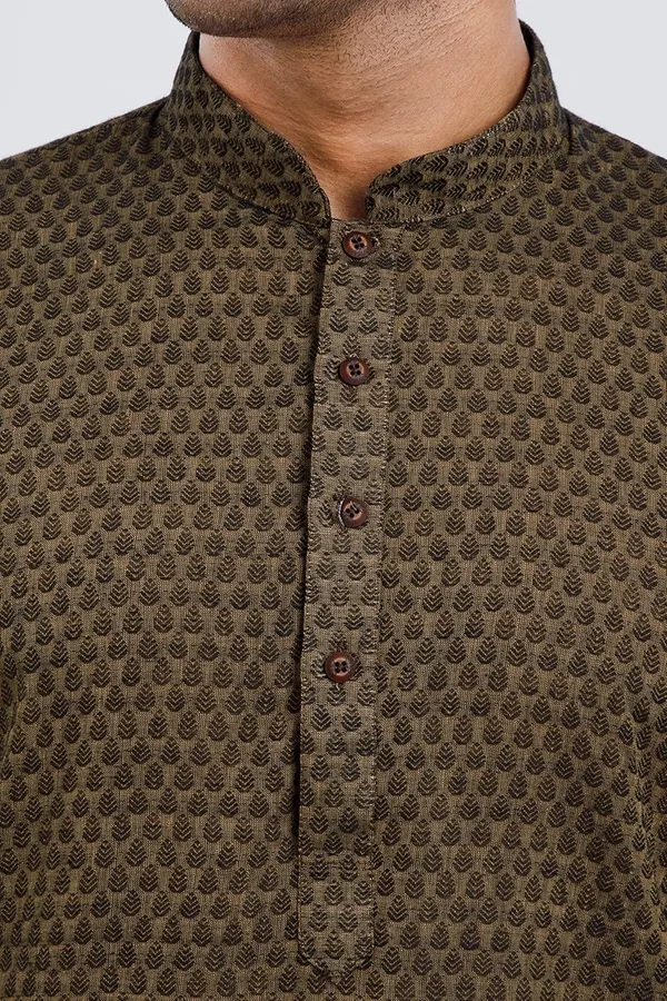 Gold_Brown_Stylish_Mens_Cotton_Kurta_Pyjama_Set
