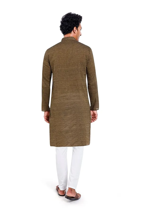 Gold_Brown_Stylish_Mens_Cotton_Kurta_Pyjama_Set