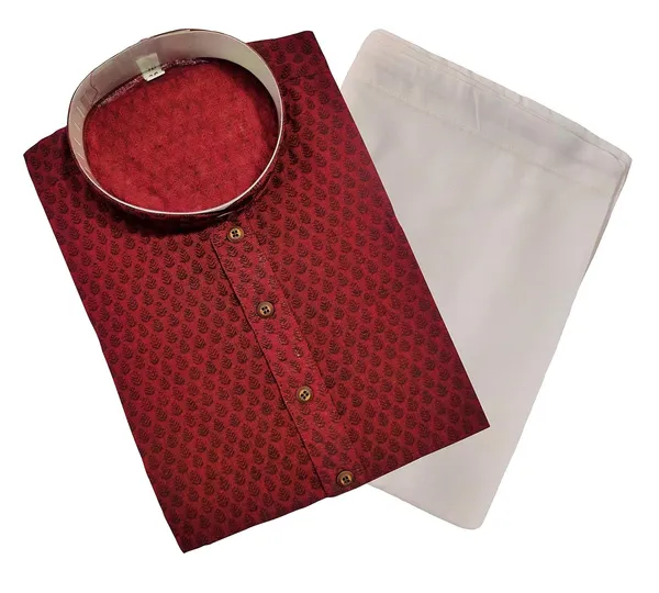 Maroon_Stylish_Mens_Cotton_Kurta_Pyjama_Set