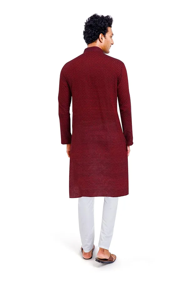 Maroon_Stylish_Mens_Cotton_Kurta_Pyjama_Set