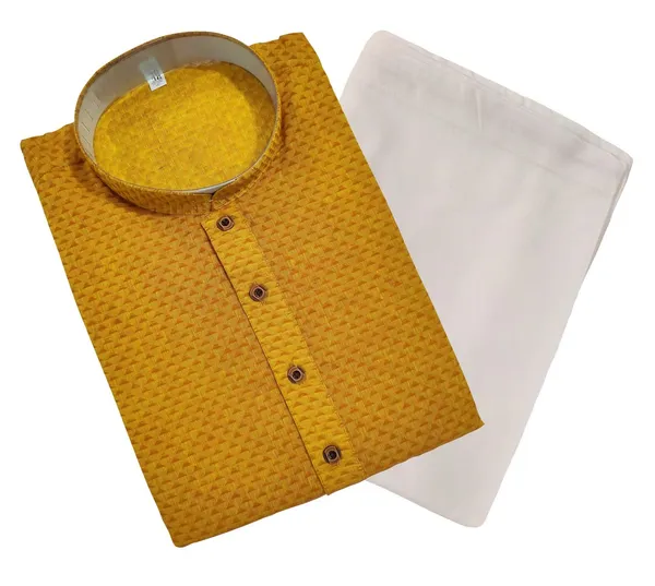 Mustard_Stylish_Mens_Cotton_Kurta_Pyjama_Set