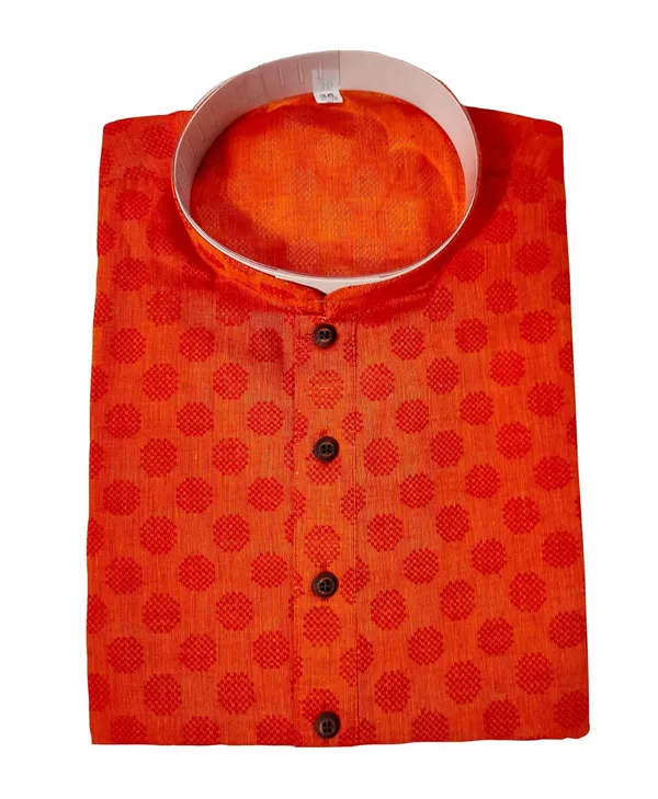 Orange_Stylish_Mens_Cotton_Kurta_Pyjama_Set