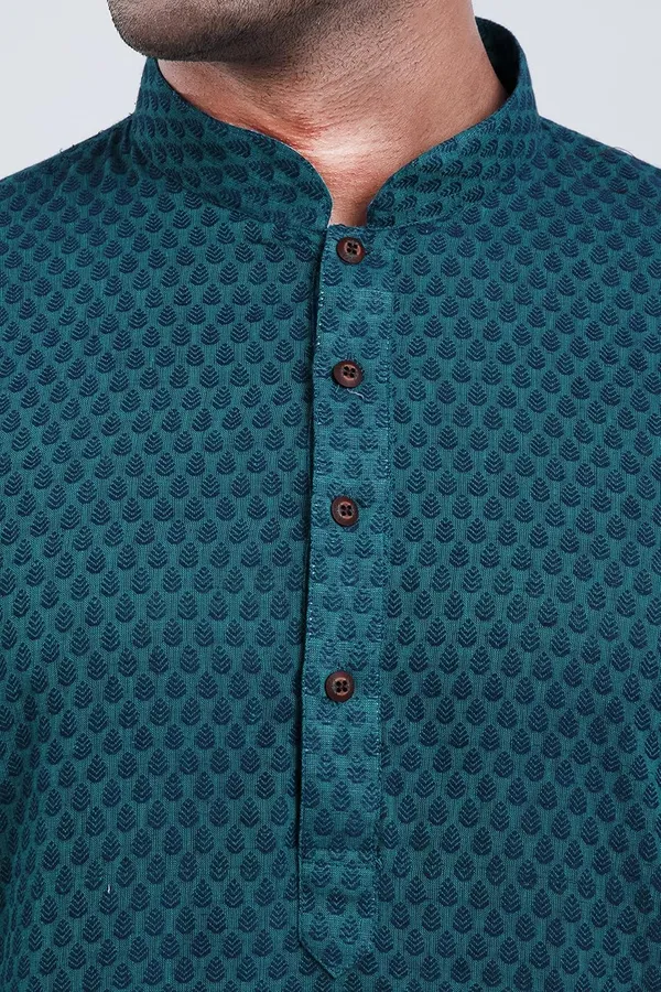 Peacock_Green_Stylish_Mens_Cotton_Kurta_Pyjama_Set
