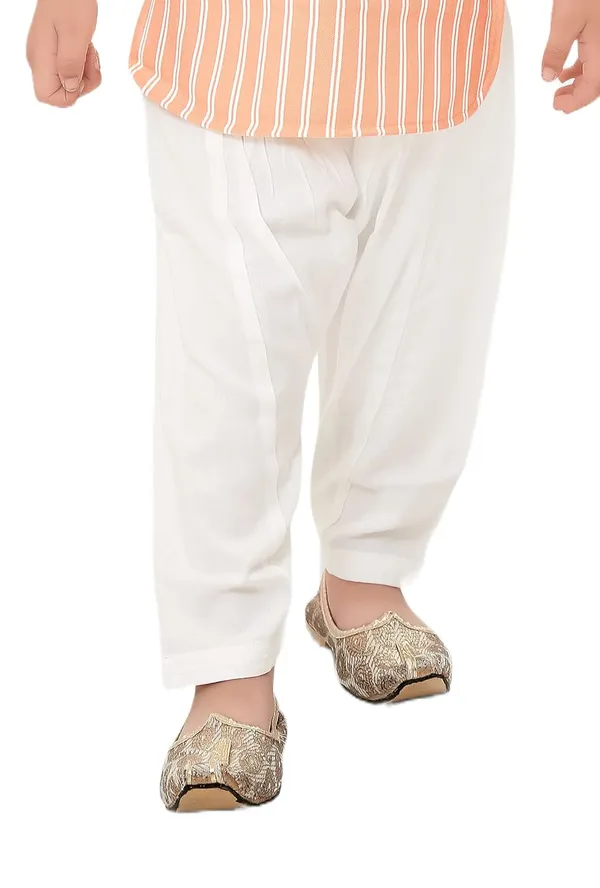 Orange_Striped_Cotton_Boys_Pathani_Suit