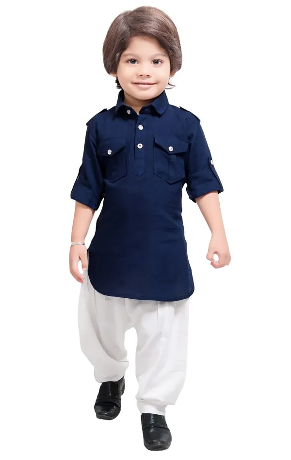Navy_Blue_Cotton_Boys_Pathani_Suit
