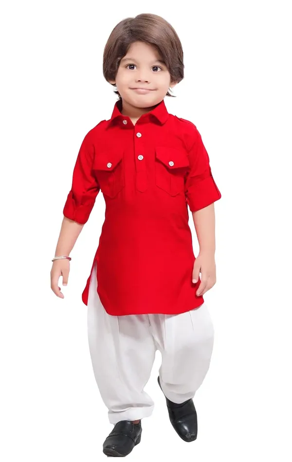 Red_Cotton_Boys_Pathani_Suit