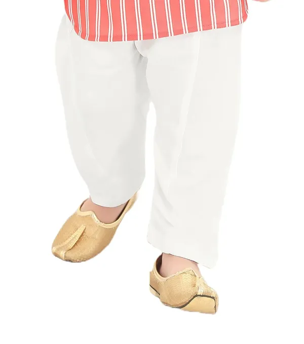 Peach_Striped_Cotton_Boys_Pathani_Suit