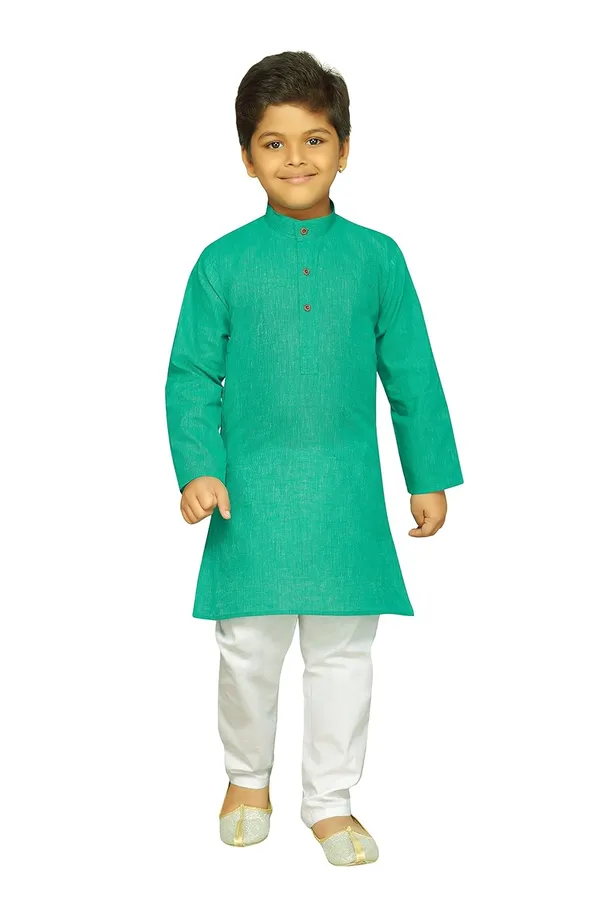 Aqua_Ethnic_Wear_Cotton_Kurta_Pyjama_Set_For_Boys