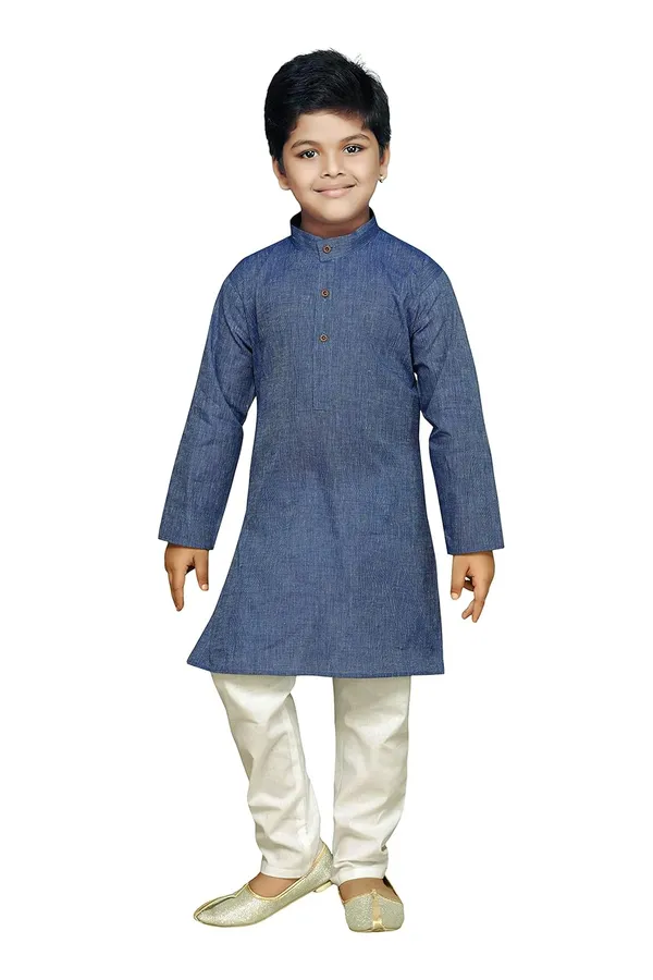 Blue_Grey_Ethnic_Wear_Cotton_Kurta_Pyjama_Set_For_Boys