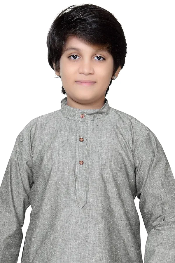 Grey_Ethnic_Wear_Cotton_Kurta_Pyjama_Set_For_Boys