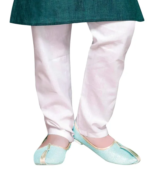Peacock_Green_Ethnic_Wear_Cotton_Kurta_Pyjama_Set_For_Boys