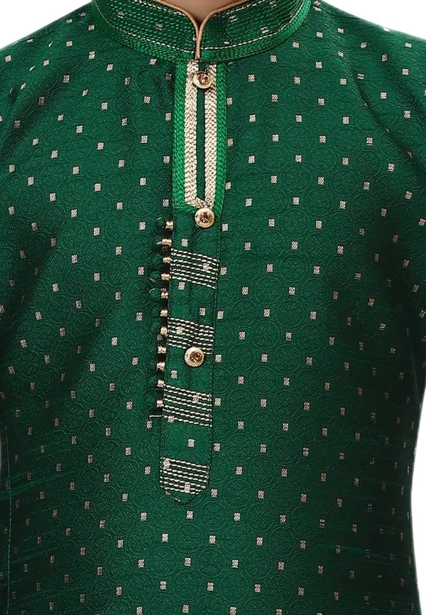 Bottle_Green_Boys_Traditional_Printex_Silk_Kurta_Pyjama_Set