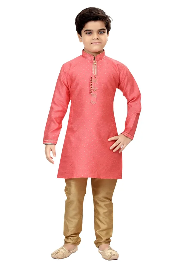 Pink_Boys_Traditional_Printex_Silk_Kurta_Pyjama_Set