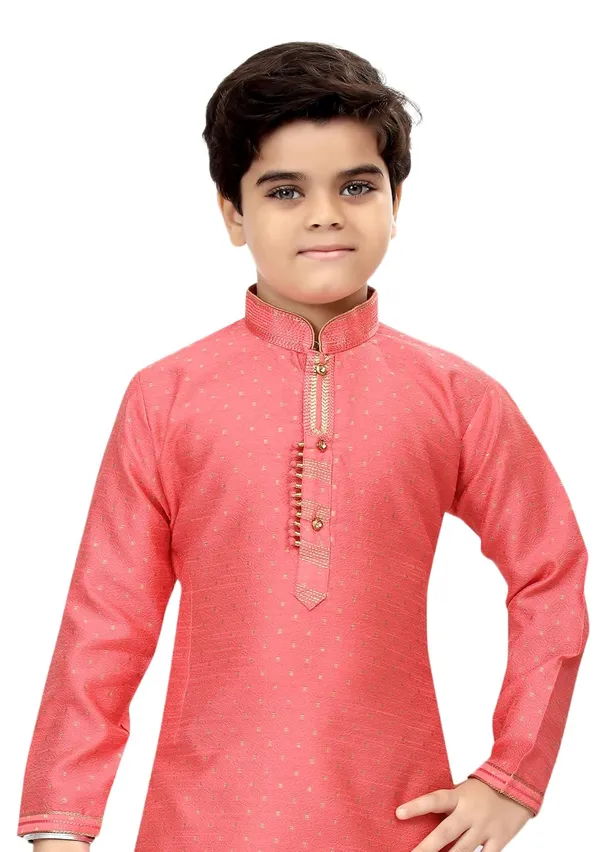 Pink_Boys_Traditional_Printex_Silk_Kurta_Pyjama_Set