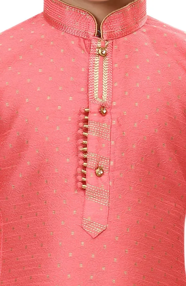 Pink_Boys_Traditional_Printex_Silk_Kurta_Pyjama_Set