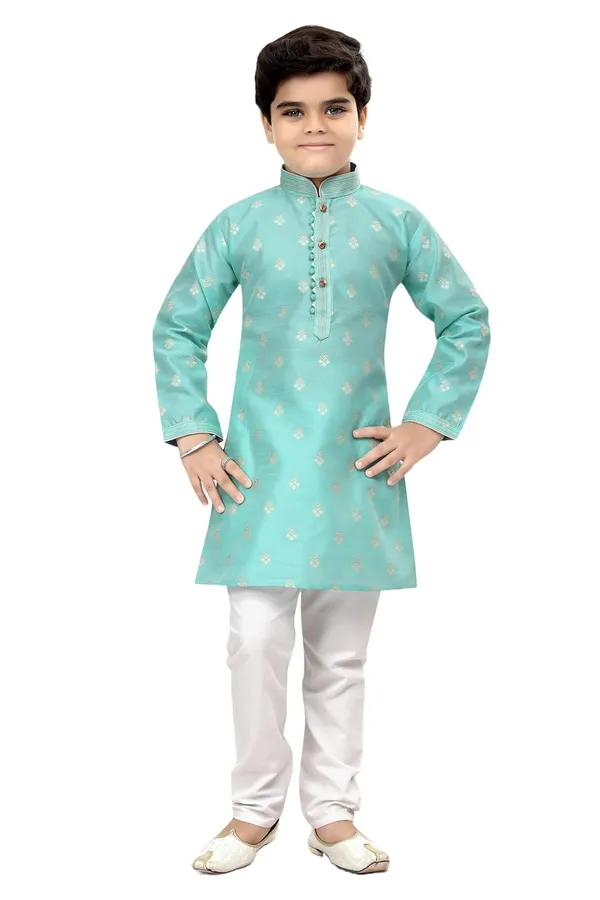 Sky_Blue_Boys_Traditional_Printex_Silk_Kurta_Pyjama_Set