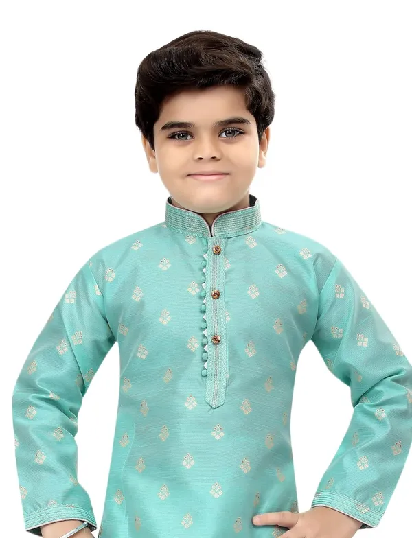 Sky_Blue_Boys_Traditional_Printex_Silk_Kurta_Pyjama_Set