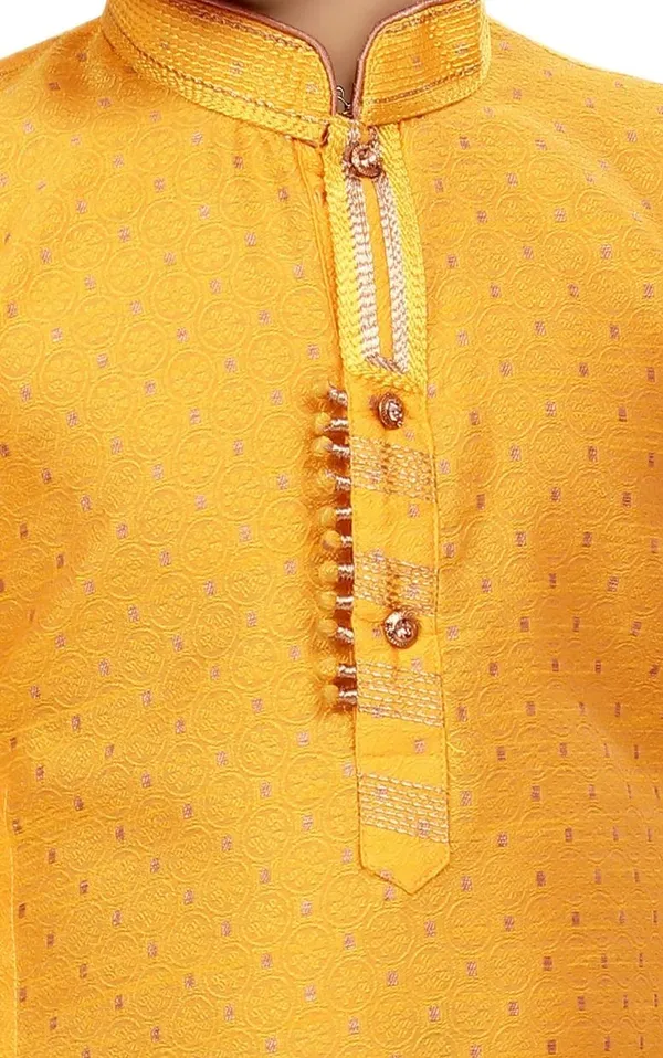 Yellow_Boys_Traditional_Printex_Silk_Kurta_Pyjama_Set