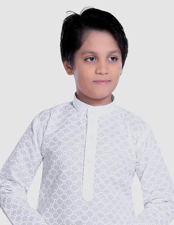 White_Ethnic_Wear_Cotton_Kurta_Pyjama_Set_For_Boys