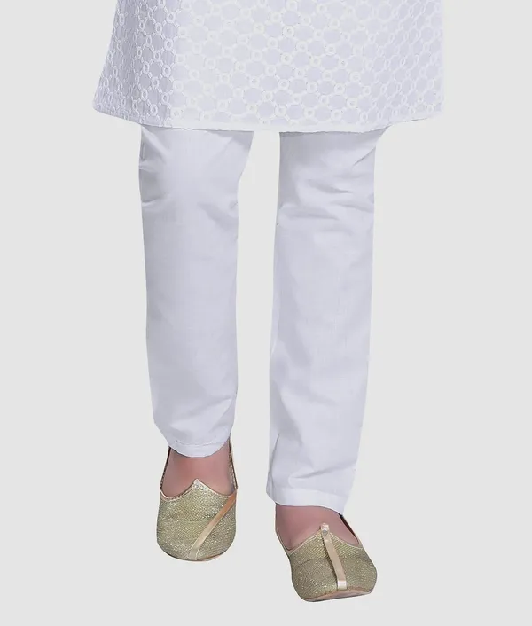 White_Ethnic_Wear_Cotton_Kurta_Pyjama_Set_For_Boys
