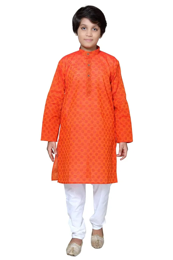 White_Ethnic_Wear_Cotton_Kurta_Pyjama_Set_For_Boys