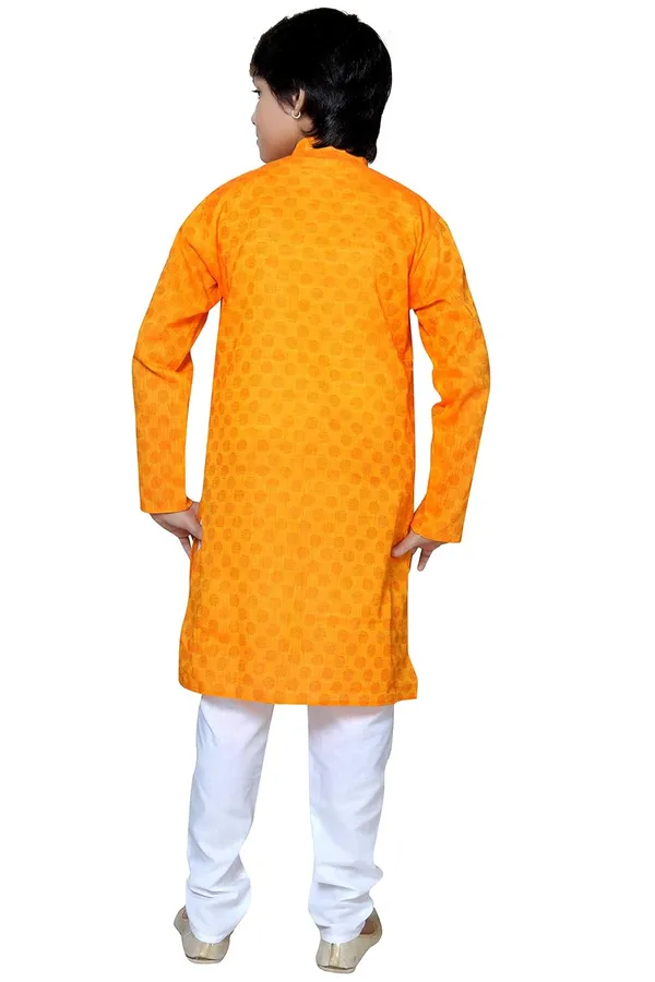 Yellow_Ethnic_Wear_Cotton_Kurta_Pyjama_Set_For_Boys
