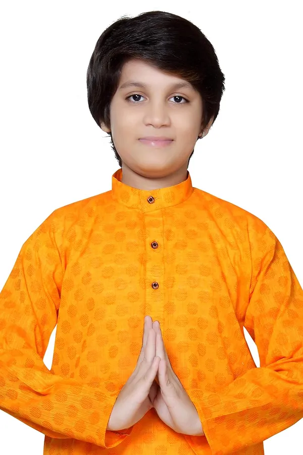 Yellow_Ethnic_Wear_Cotton_Kurta_Pyjama_Set_For_Boys
