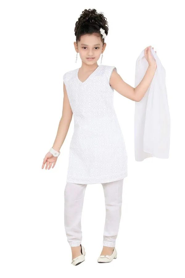 White_Girls_Cotton_Salwar_And_Churidar_Suit