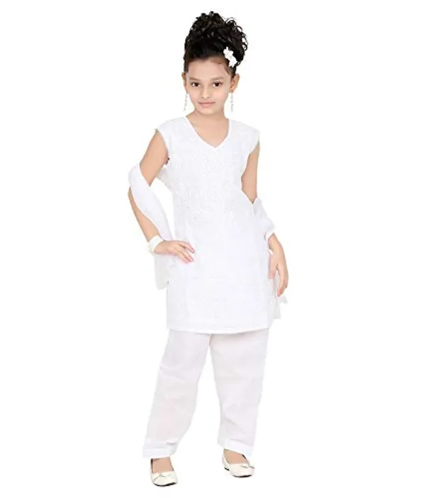 White_Girls_Cotton_Salwar_And_Churidar_Suit