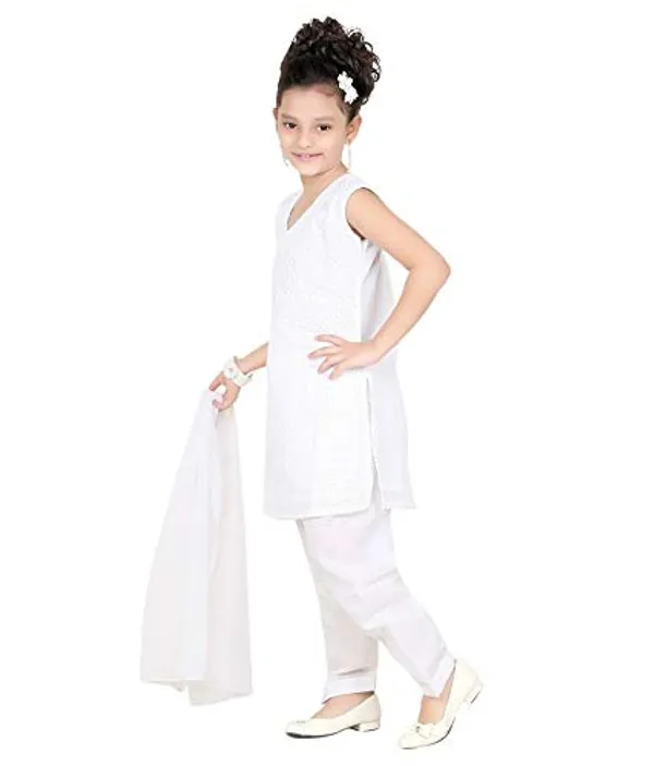 White_Girls_Cotton_Salwar_And_Churidar_Suit
