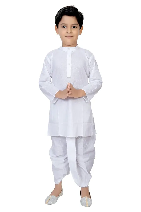 White_Boys_Cotton_Kurta_Pyjama_Set