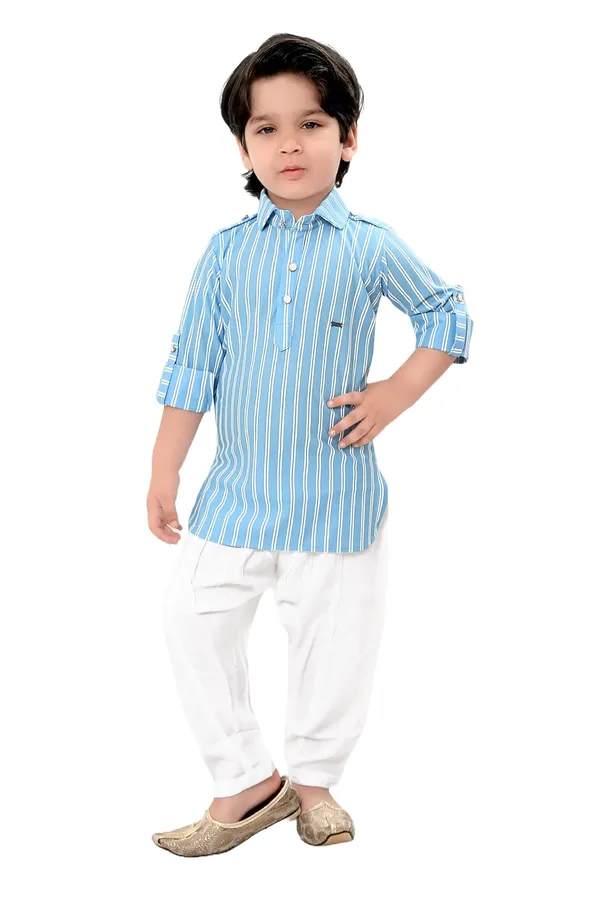 Sky_Blue_Striped_Cotton_Boys_Pathani_Suit