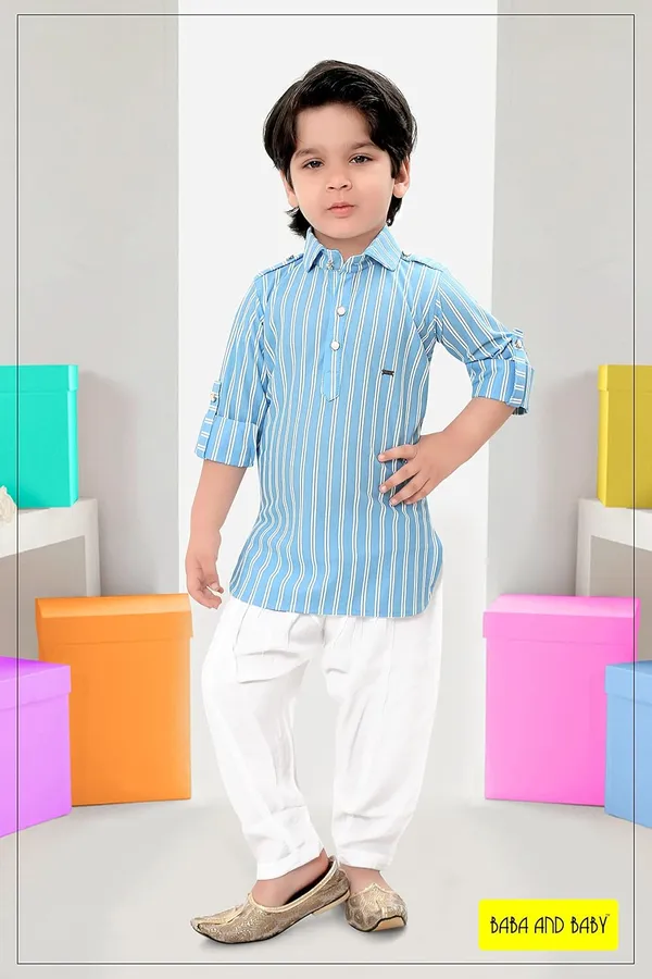 Sky_Blue_Striped_Cotton_Boys_Pathani_Suit