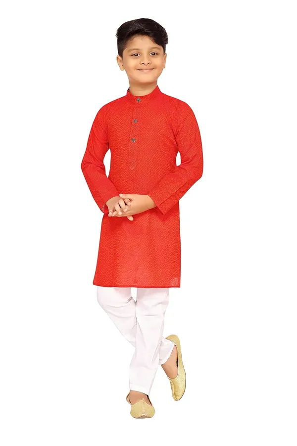 Red_Orange_Boys_Cotton_Kurta_Pyjama_Set