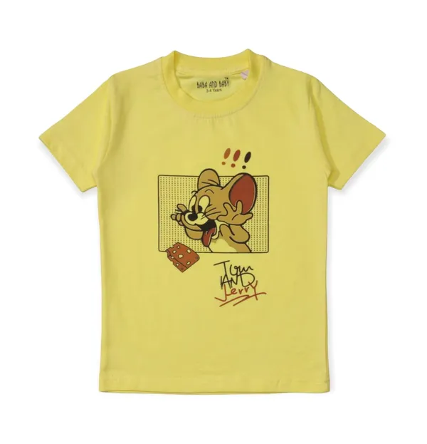 Yellow_Printed_Half_Sleeves_Round_Neck_Cotton_T-Shirt_For_Boys