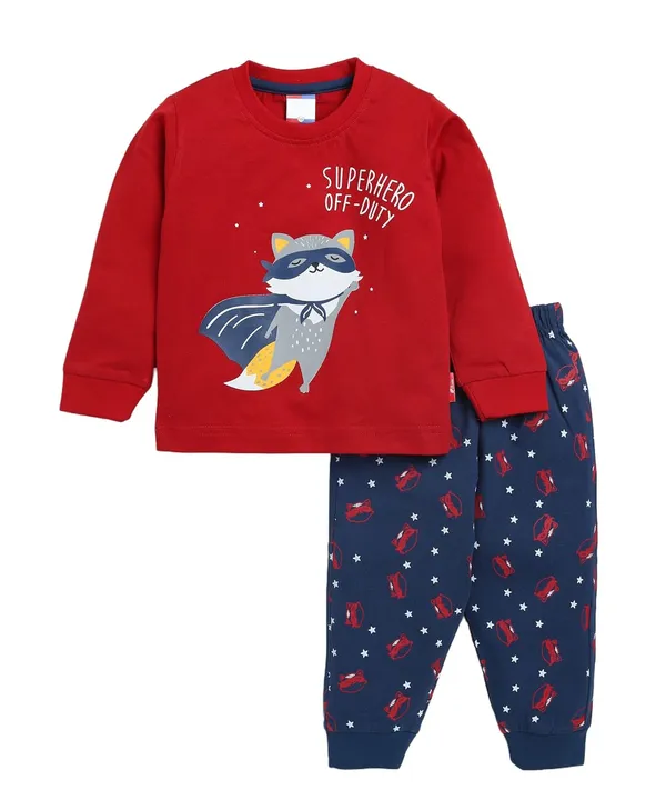 Red_Long_Sleeves_Round_Neck_T-Shirt_And_Pant_Set_For_Baby_Boys