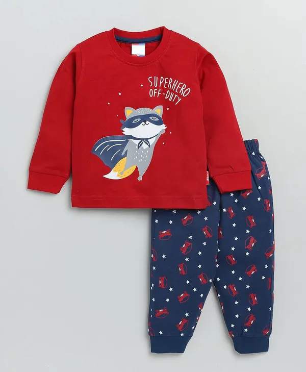 Red_Long_Sleeves_Round_Neck_T-Shirt_And_Pant_Set_For_Baby_Boys