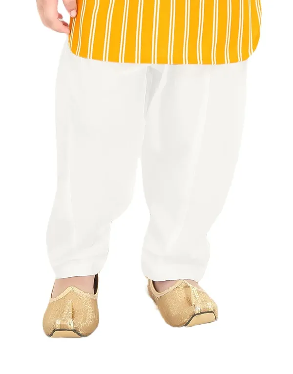 Yellow_Striped_Cotton_Boys_Pathani_Suit
