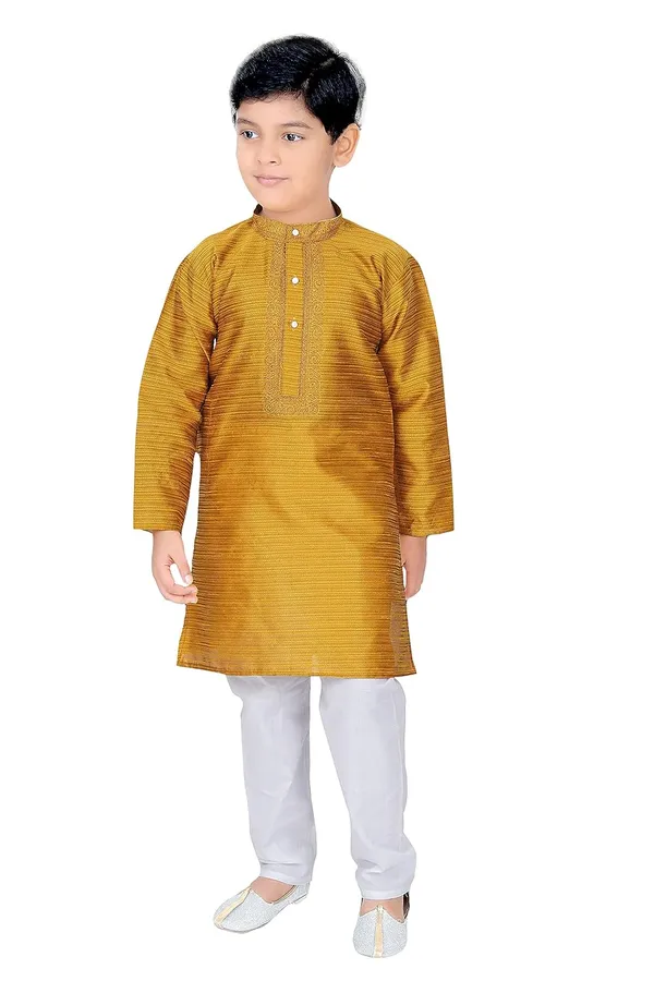 Gold_Zari_Work_Kurta_Pyjama_Set_For_Kids