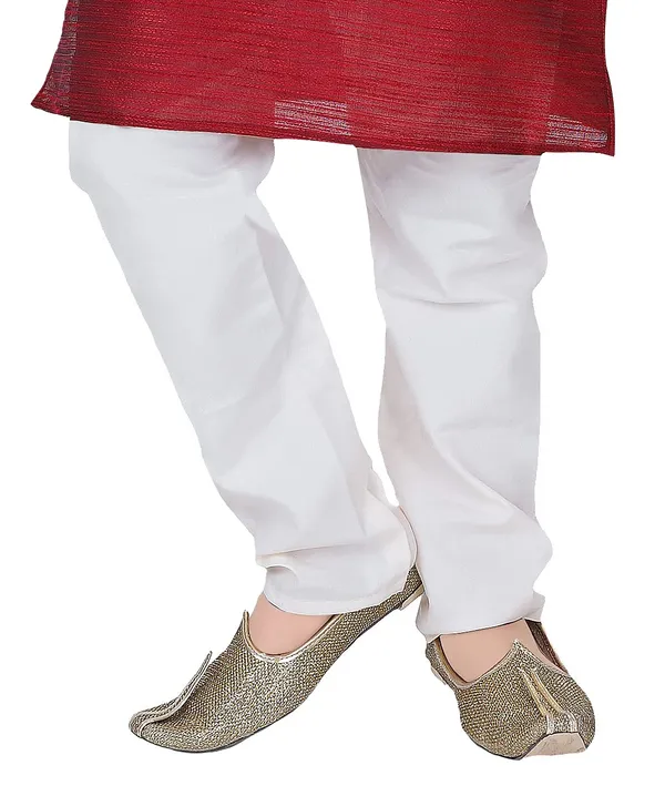 Maroon_Zari_Work_Kurta_Pyjama_Set_For_Kids