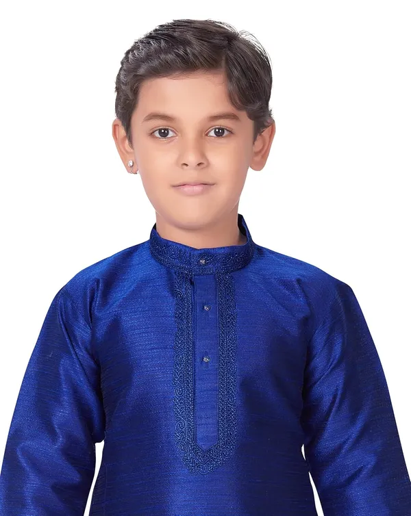 Royal_Blue_Zari_Work_Kurta_Pyjama_Set_For_Kids