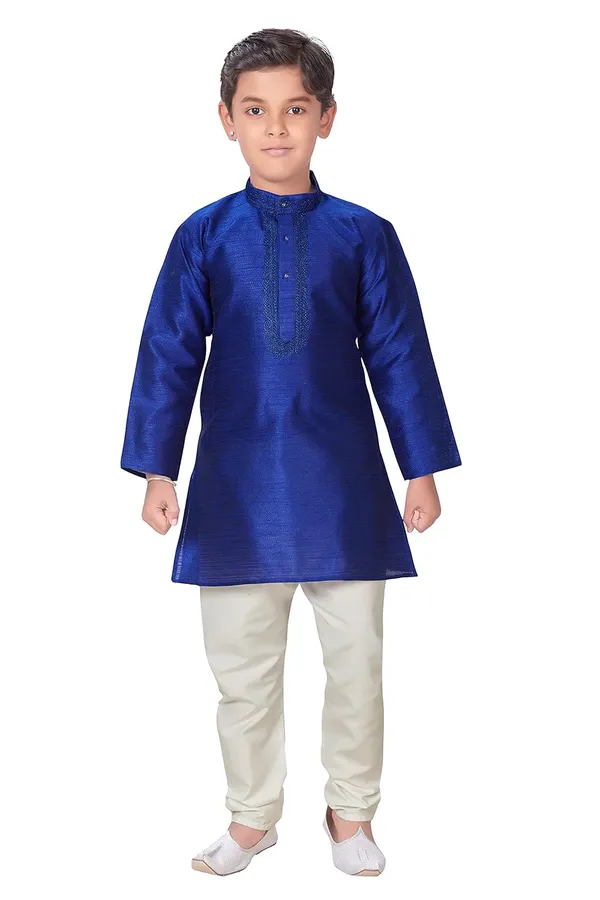 Royal_Blue_Zari_Work_Kurta_Pyjama_Set_For_Kids