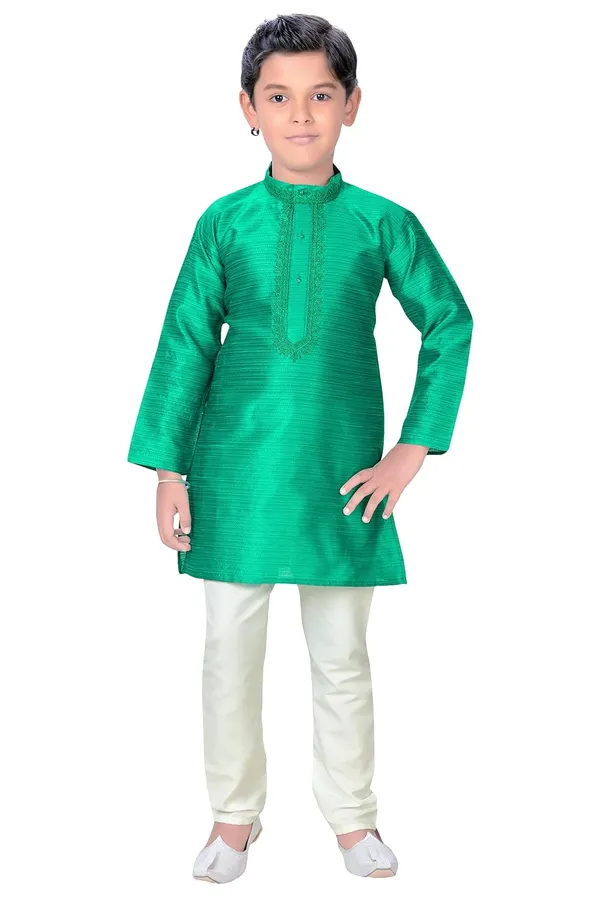 Seafoam_Green_Zari_Work_Kurta_Pyjama_Set_For_Kids