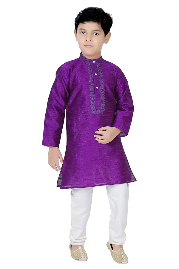 Violet_Zari_Work_Kurta_Pyjama_Set_For_Kids