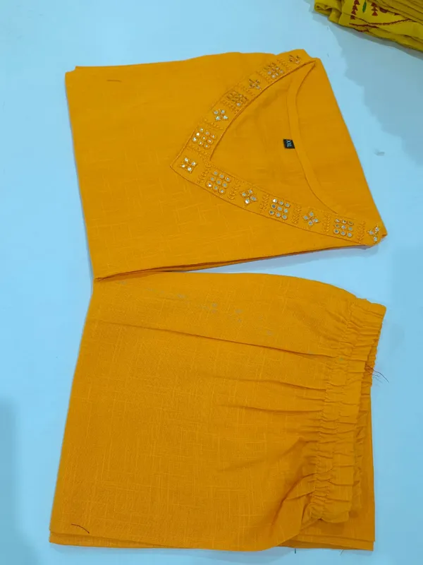 Orange_Orange_Cotton_Blend_Kurta_Pant_Set_for_women_For_Women