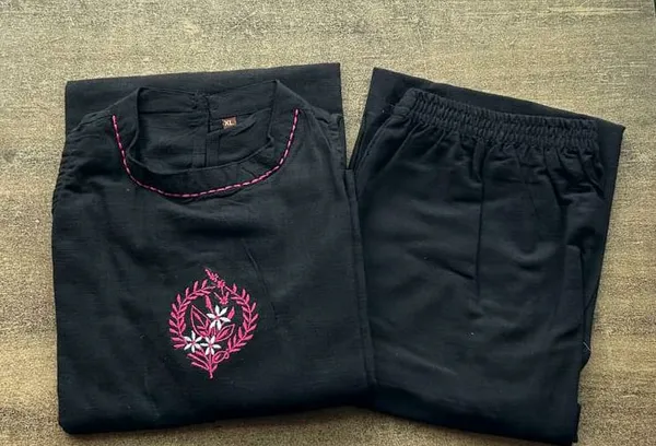 Black_Beautiful_cotton_A-line_Kurta_and_Pant_Set_For_Women