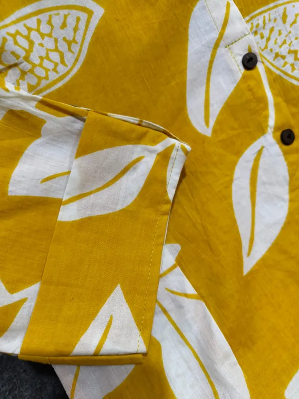 Yellow_Cotton_A-Line_Kurti_and_Pant_Set_For_Women