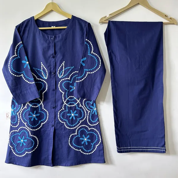Blue_Cotton_Embroidery_Co-ord_Set_For_Women